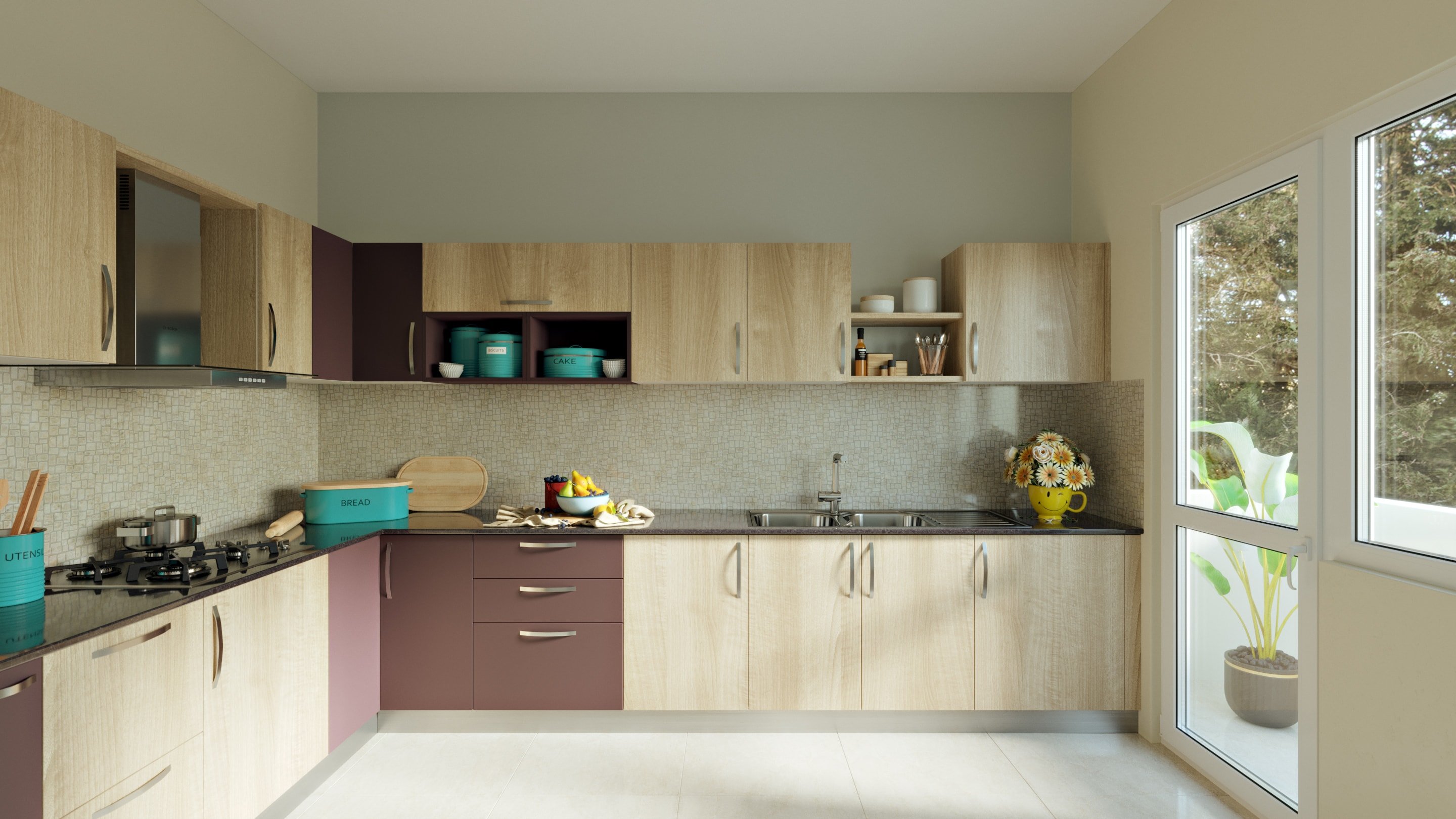 L-Shaped Modular Kitchen Designs India | HomeLane