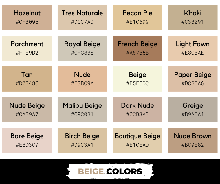 50 Shades Of Beige Color (Names, HEX, RGB CMYK Codes) –, 50% OFF