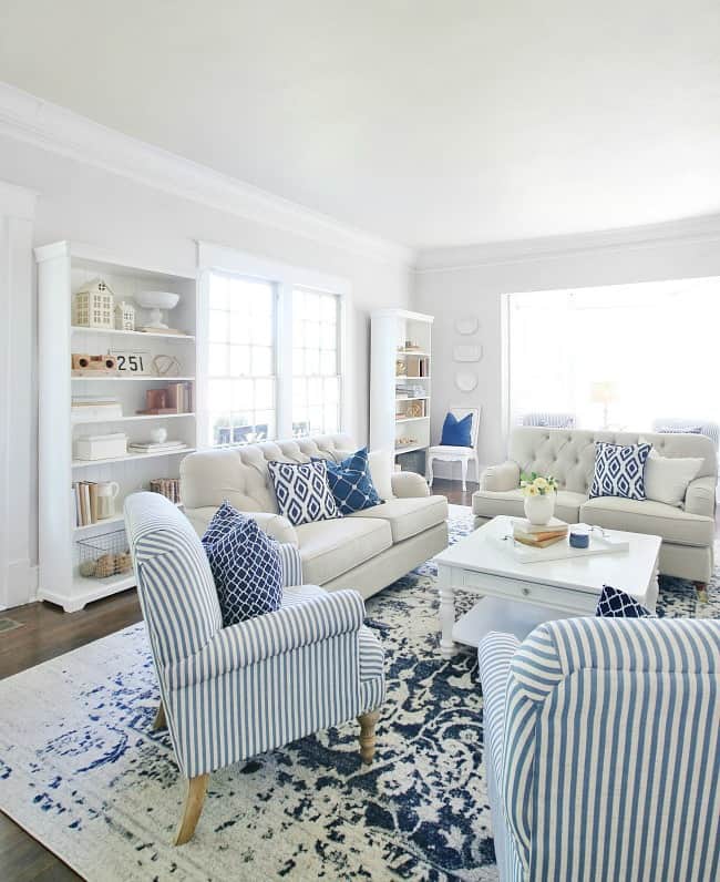 Blue And White Living Room Decorating Ideas | Baci Living Room