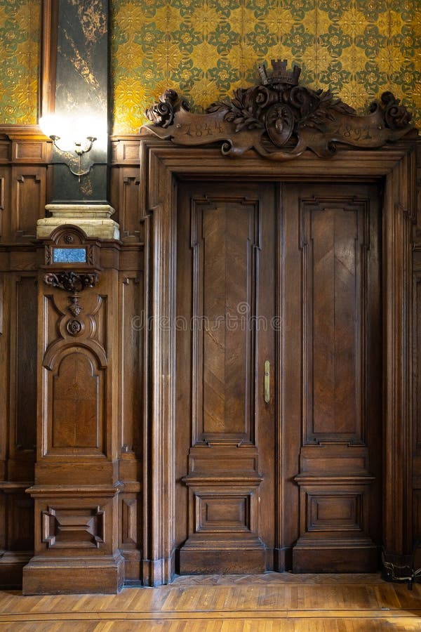 Antique Old Ornate Wooden Door with Beautiful Carvings Stock Image ...