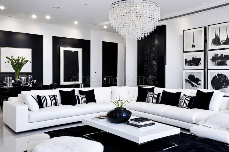 Contemporary Elegance: a Luxury Black and White Living Room Concept ...