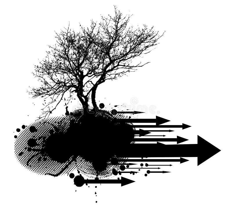 Grunge Modern Tree Design Element Stock Vector - Illustration of grungy ...