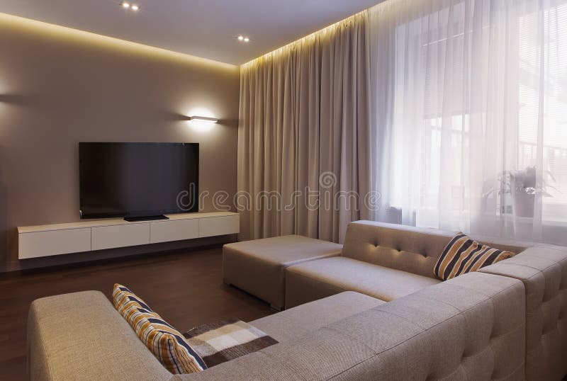 Interior of a Modern Living Room in Luxury Mansion Stock Photo - Image ...