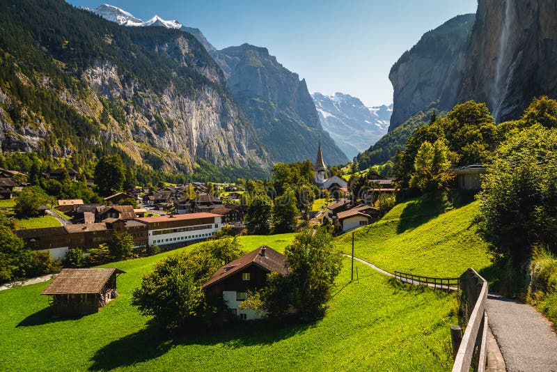 Lauterbrunnen Valley and Village View from the Hiking Trail ...