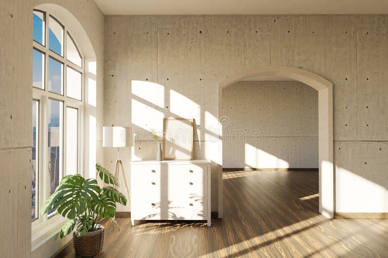 Luxurious Loft Apartment with Arched Window and Minimalistic Interior ...