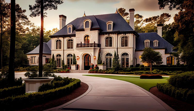 Mansion ai generated stock illustration. Illustration of door - 273277327