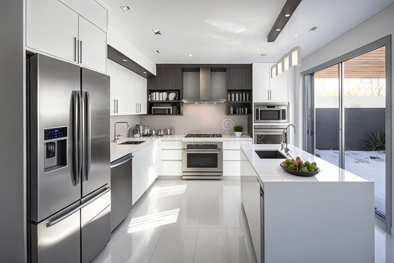Modern Kitchen with Sleek, Minimalist Design and Modern Appliances ...