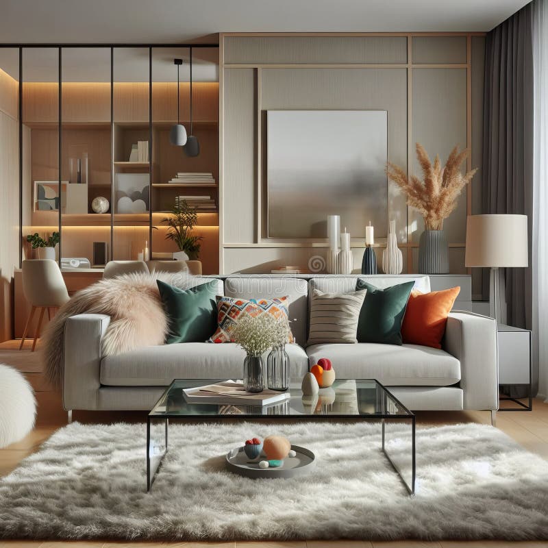 126 a Modern Living Room with a Neutral Color Palette, Stock Photo ...