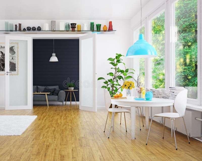 Modern Scandinavian Living Room Design. Stock Image - Image of house ...
