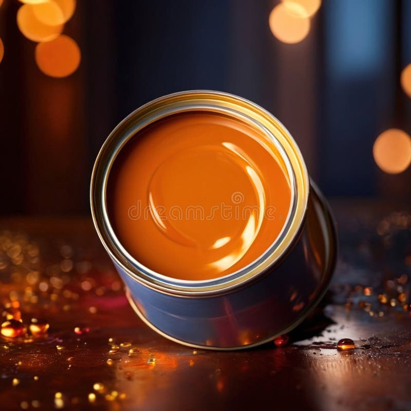 Open Can of Paint with Amber Paint , Color Concept Stock Illustration ...