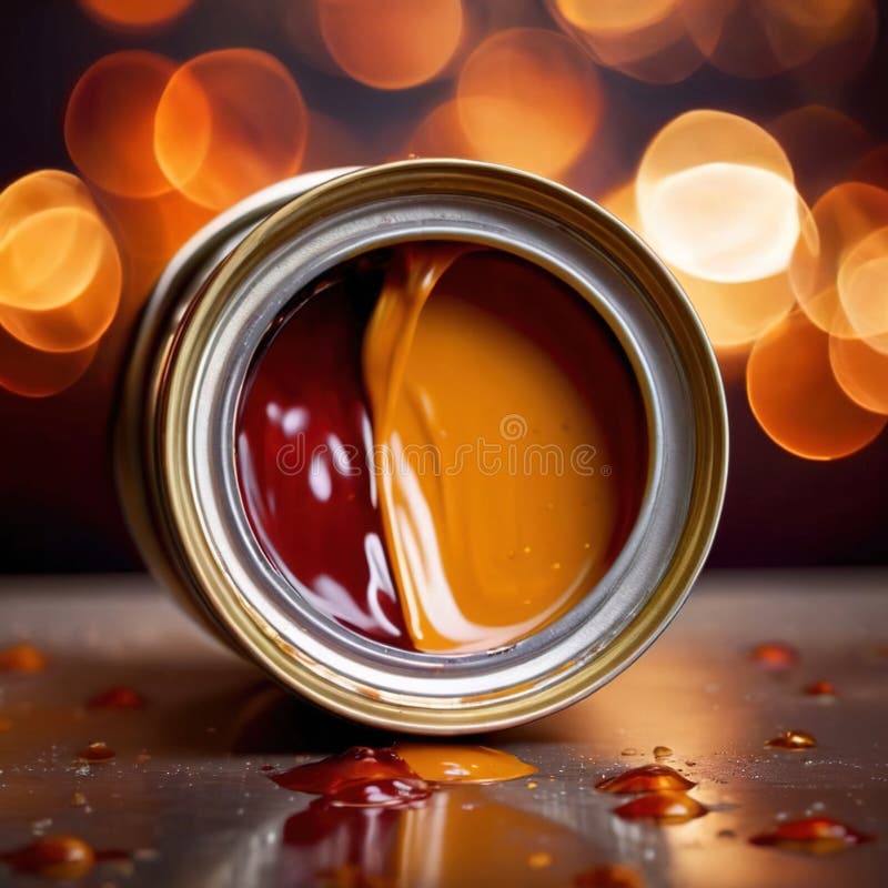 Open Can of Paint with Amber Paint , Color Concept Stock Illustration ...