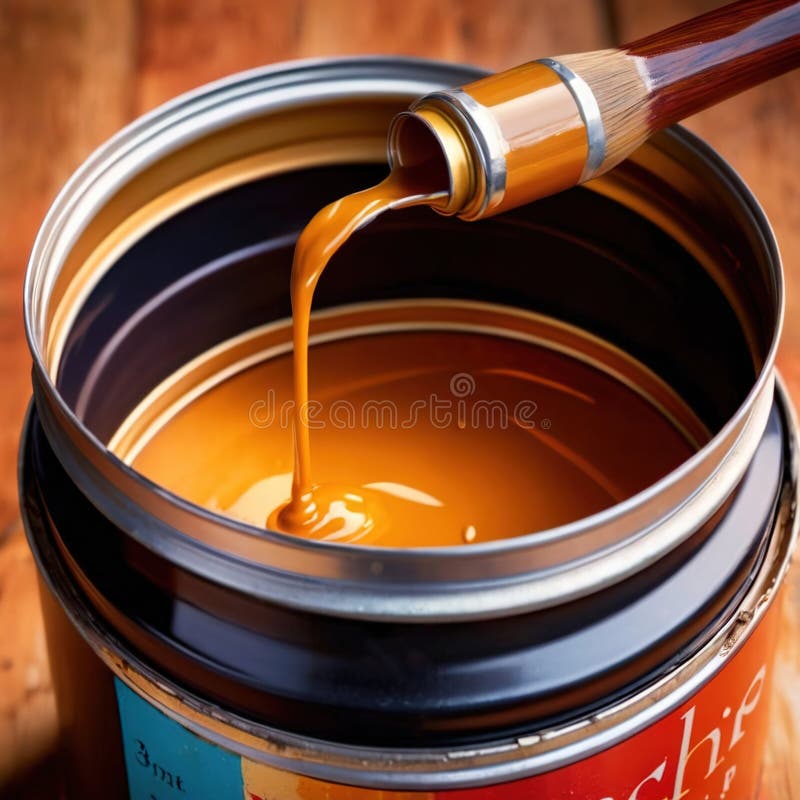 Open Can of Paint with Amber Paint , Color Concept Stock Illustration ...