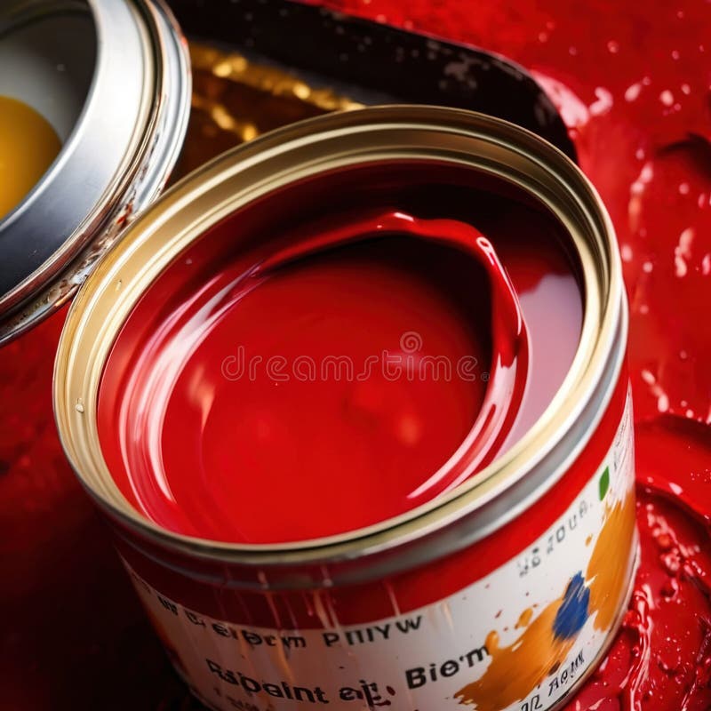 Open Can of Paint with Red Paint , Color Concept Stock Illustration ...