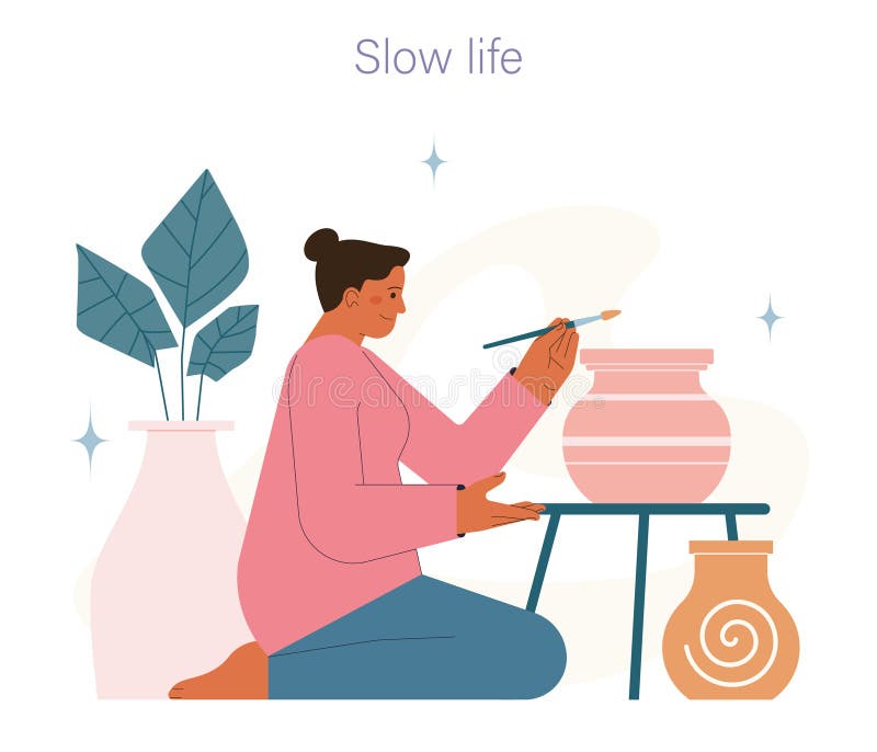 Slow Living Concept. Slow Life Principles and Activity Stock Vector ...