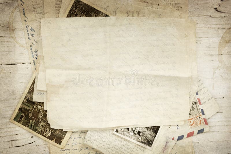 Vintage Paper Letters and Postcard Stock Image - Image of grunge ...