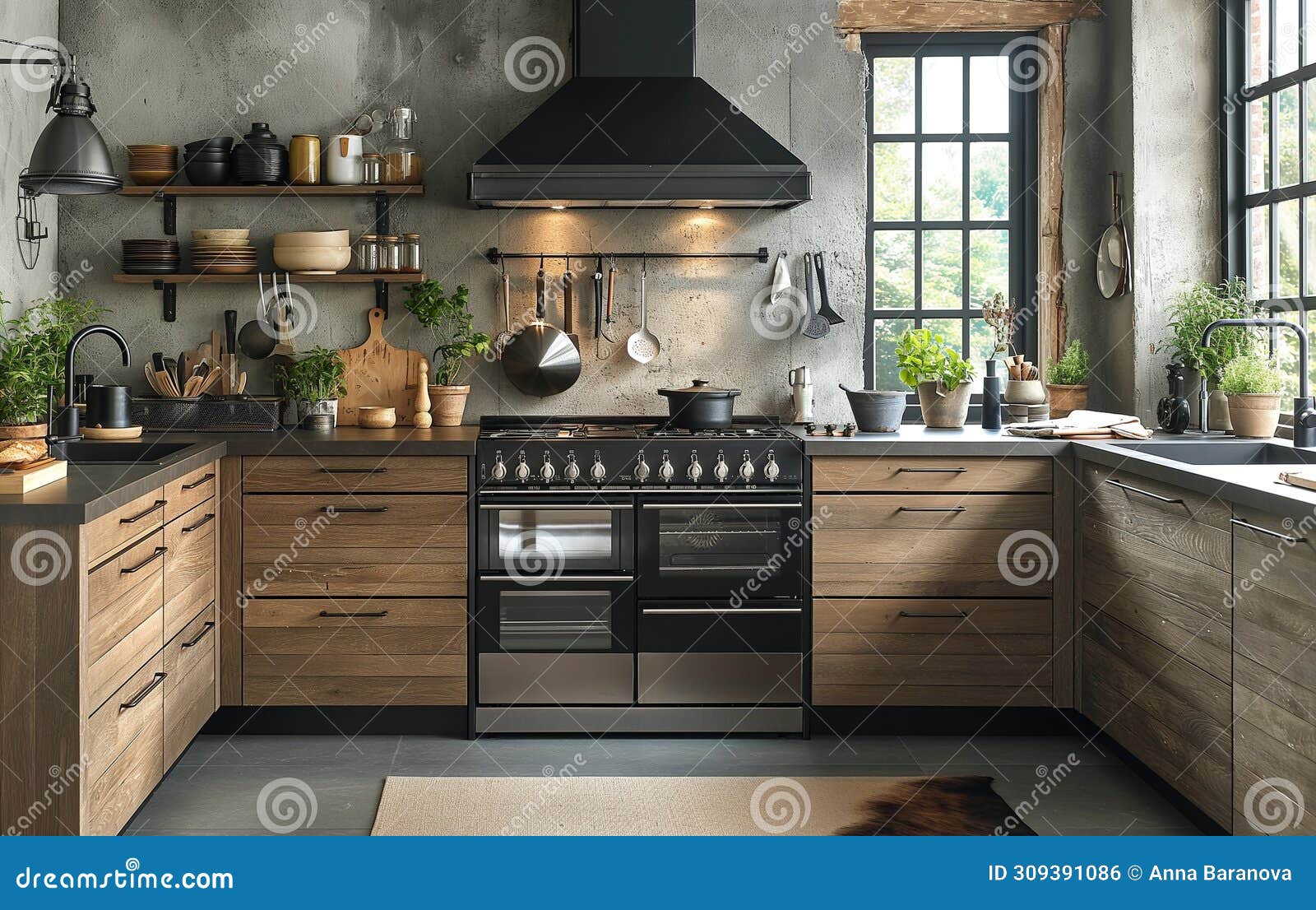 Design a Modern, Spacious Kitchen with a Light Grey and Wooden Colors ...