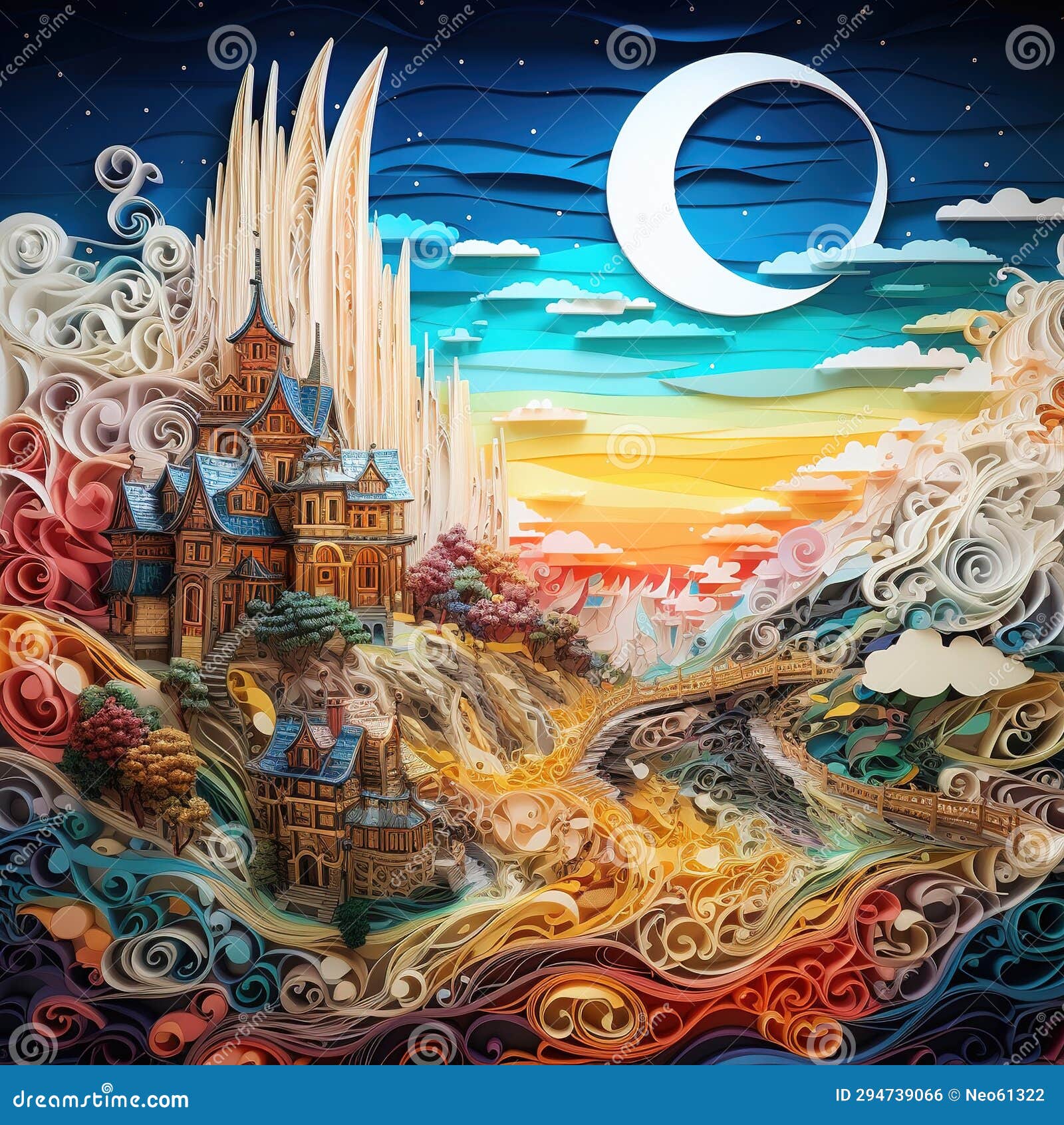 Exquisite Paper Quilling Colorful Colors Papercut Complex Details ...