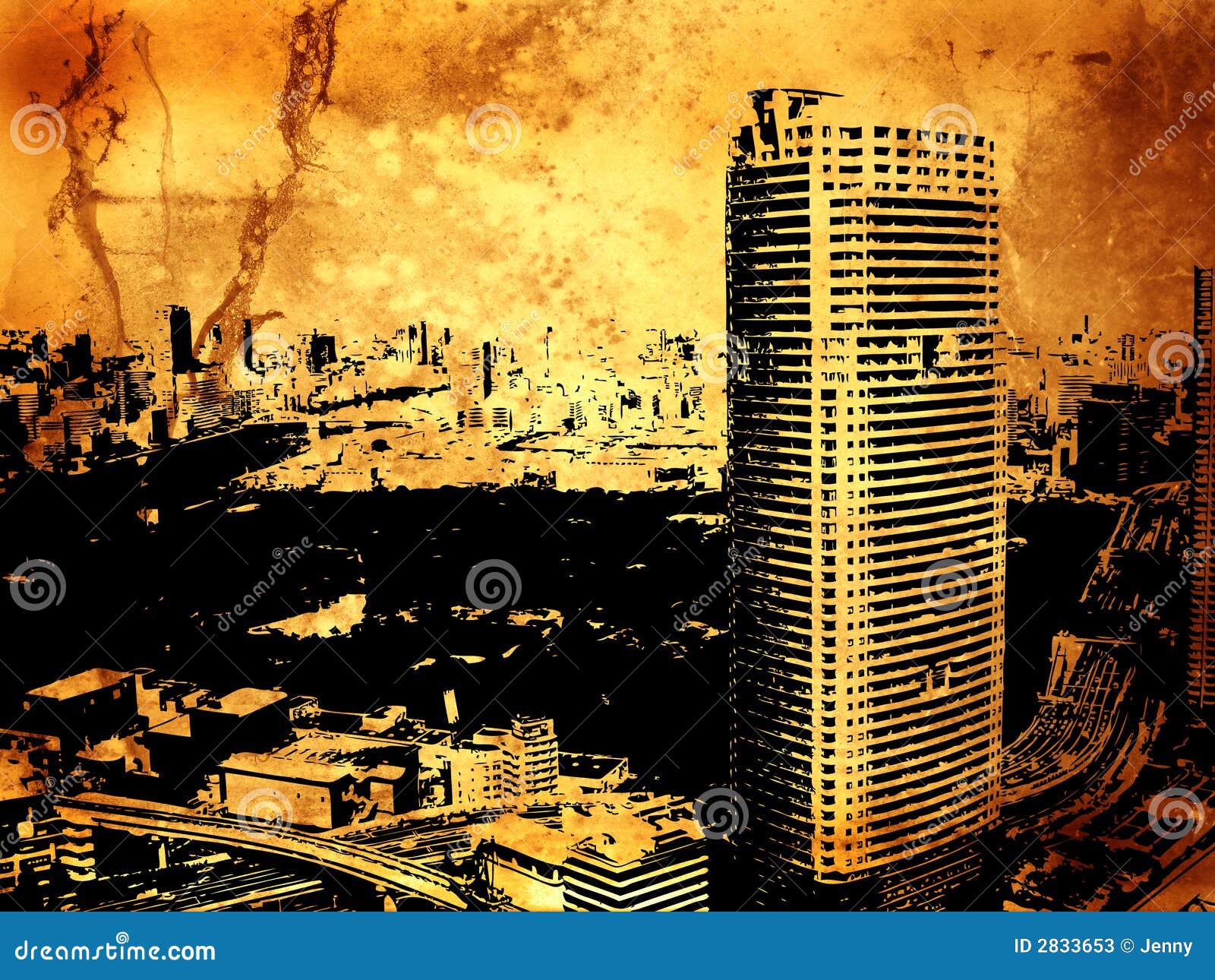 Grunge buildings stock illustration. Illustration of aging - 2833653