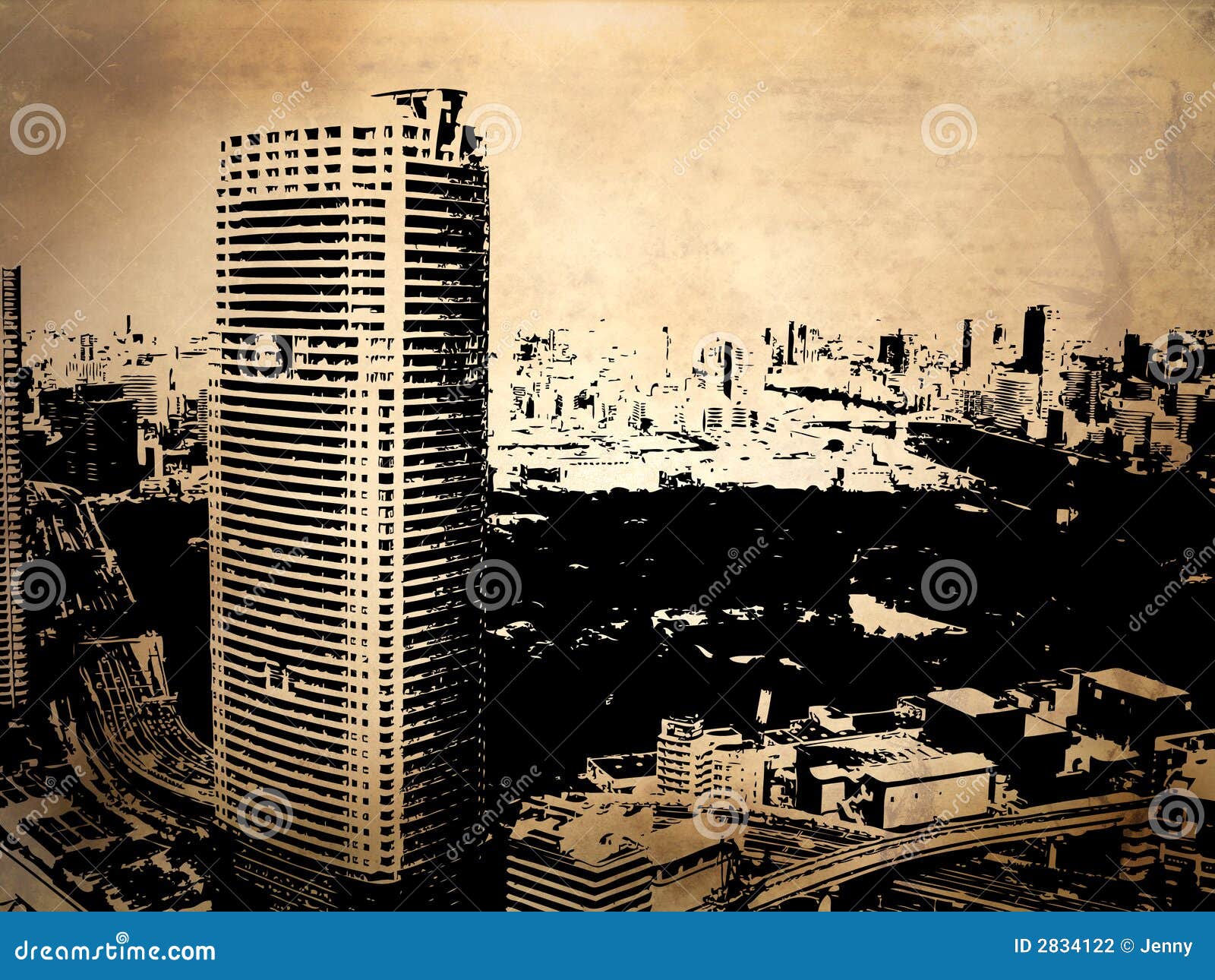 Grunge buildings stock illustration. Illustration of downtown - 2834122