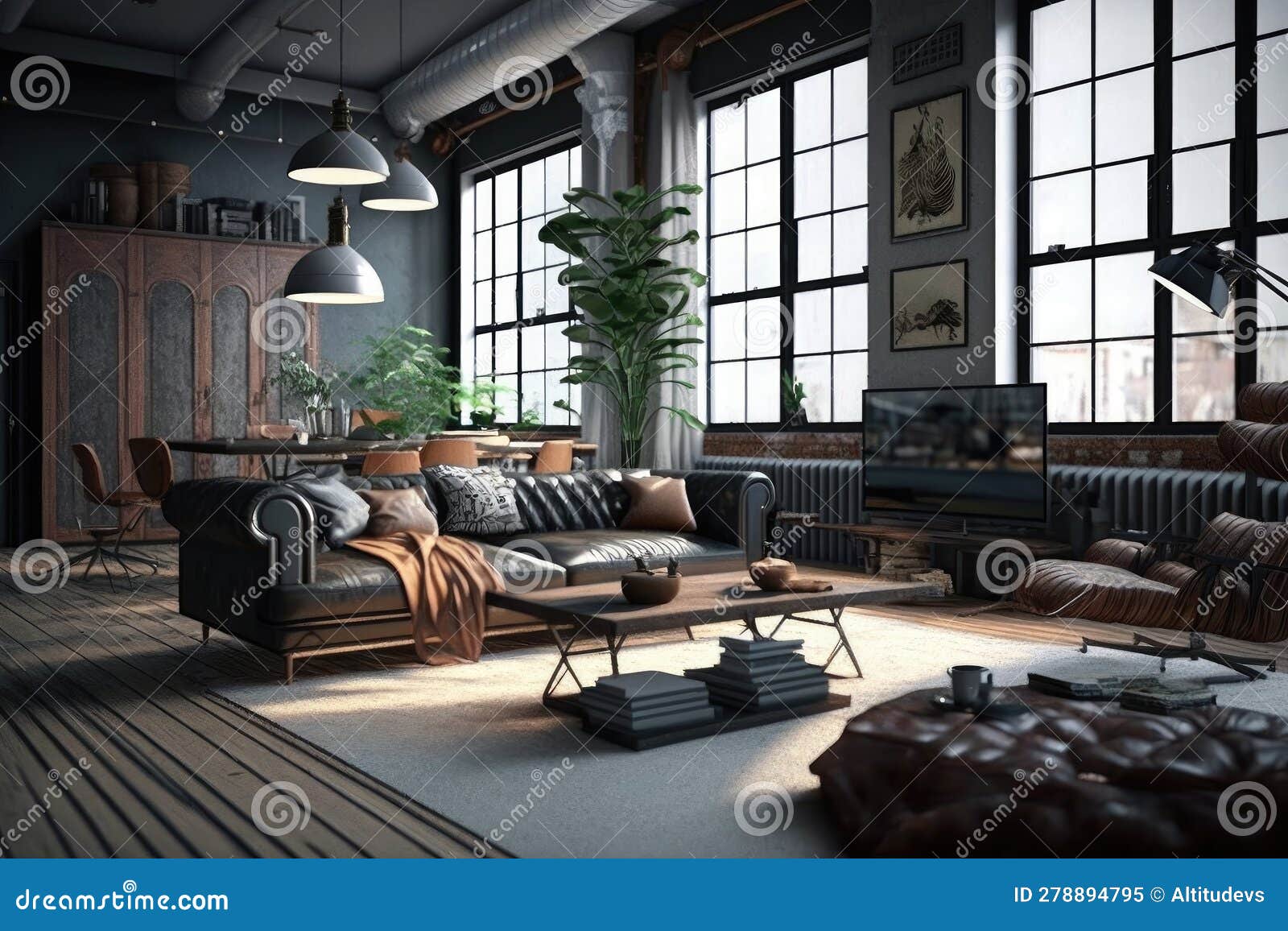 Industrial-chic Living Room, with Sleek and Modern Design Elements ...