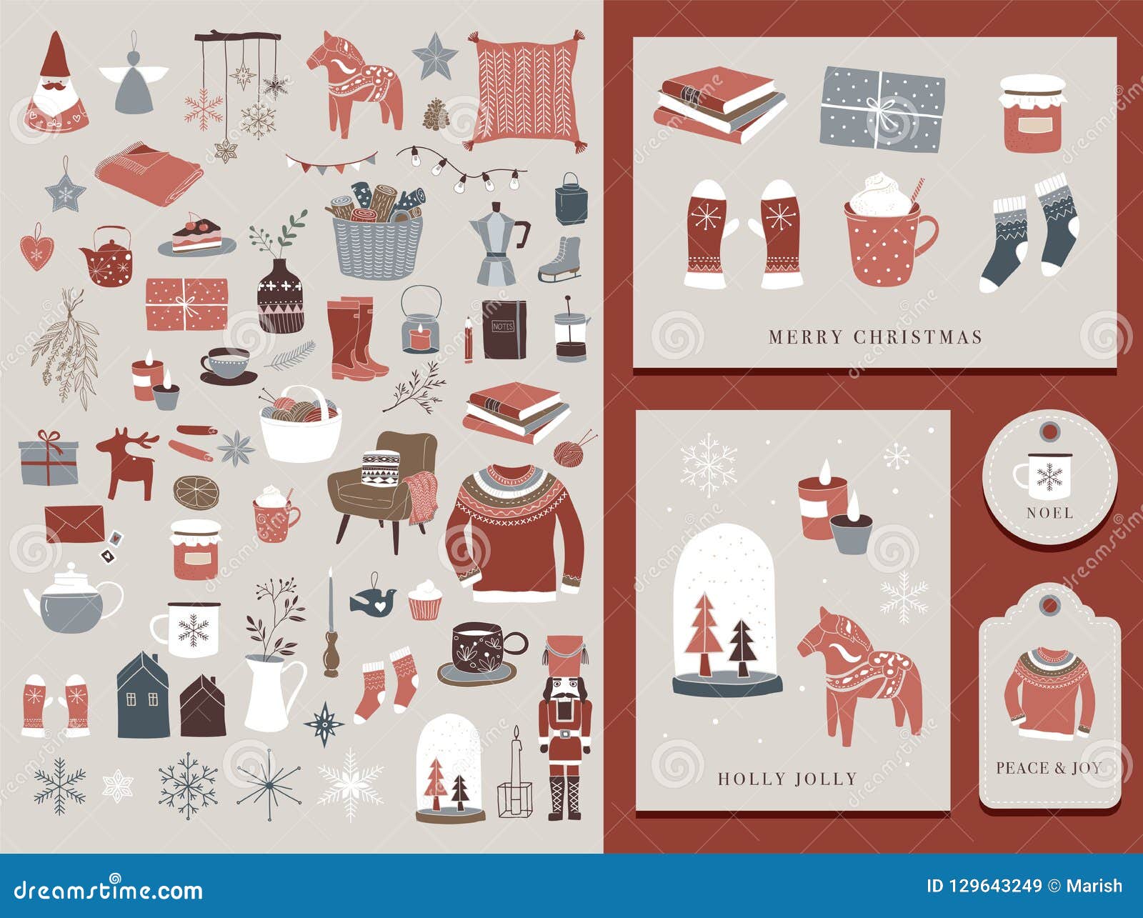 Nordic, Scandinavian Winter Elements and Hygge Concept Design, Merry ...