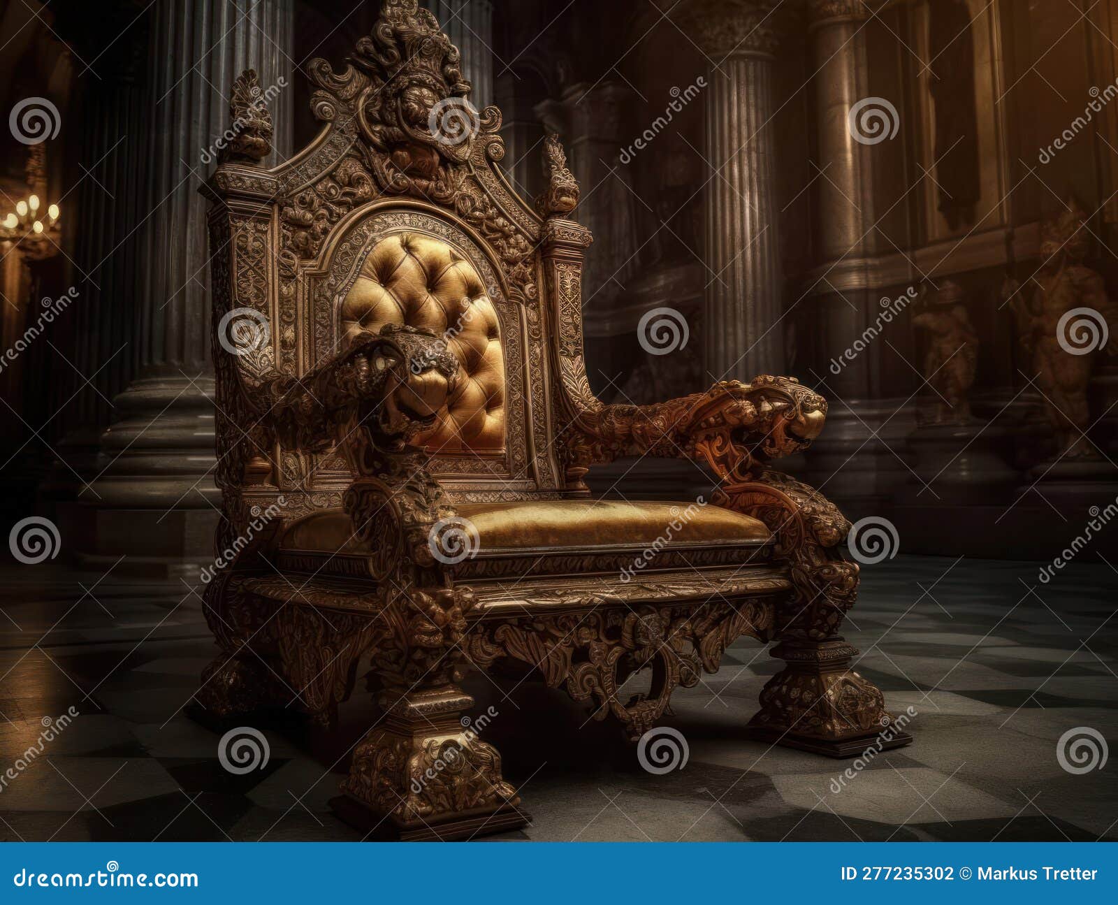 A Regal and Ornate Throne in a Grand and Opulent Palace Created with ...