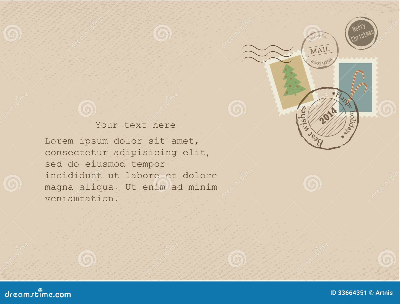 Vintage Letter On Old Paper With Retro Post Stamps Stock Image - Image ...
