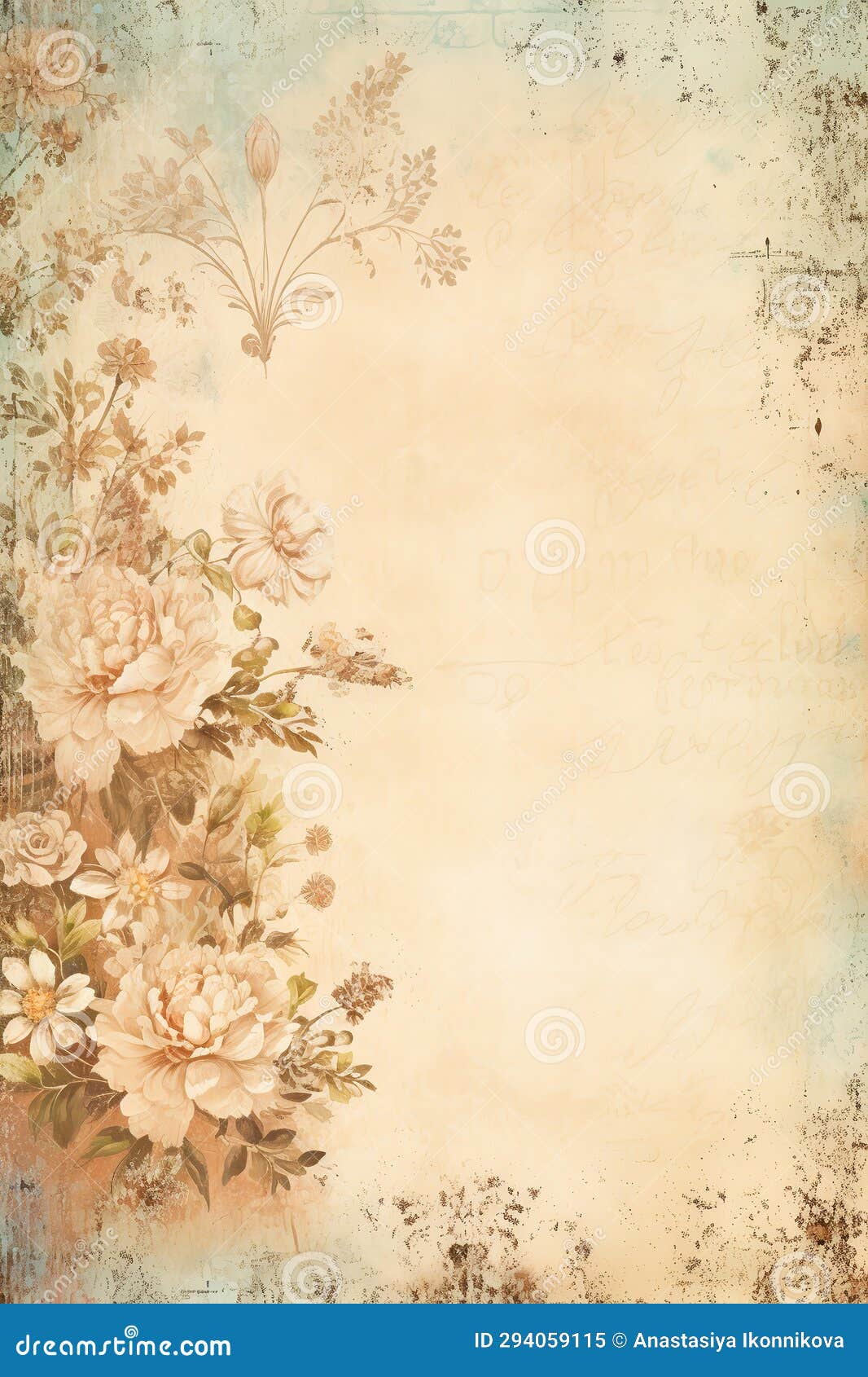 Vintage paper with flowers stock illustration. Illustration of style ...