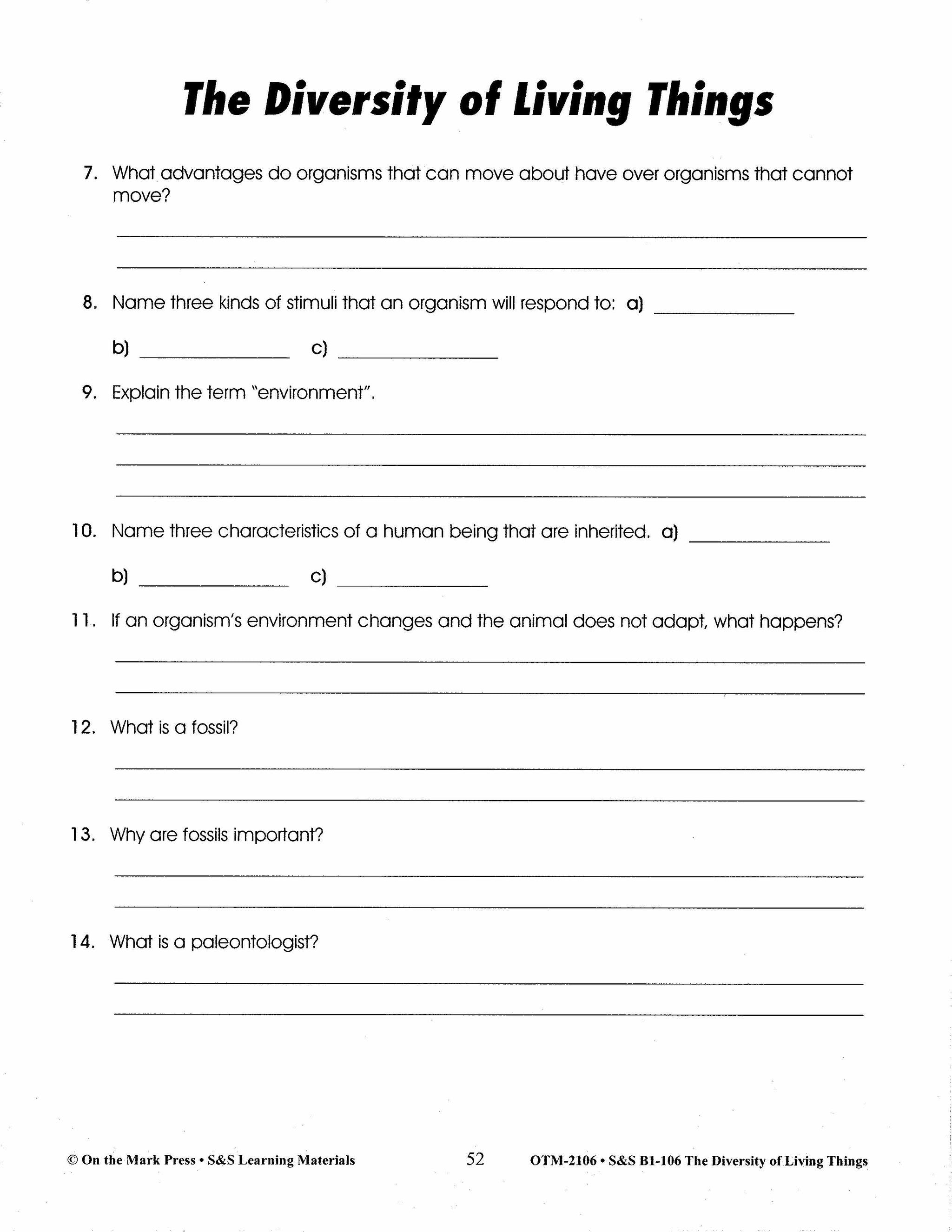 Free characteristics of living things worksheet middle school, Download ...