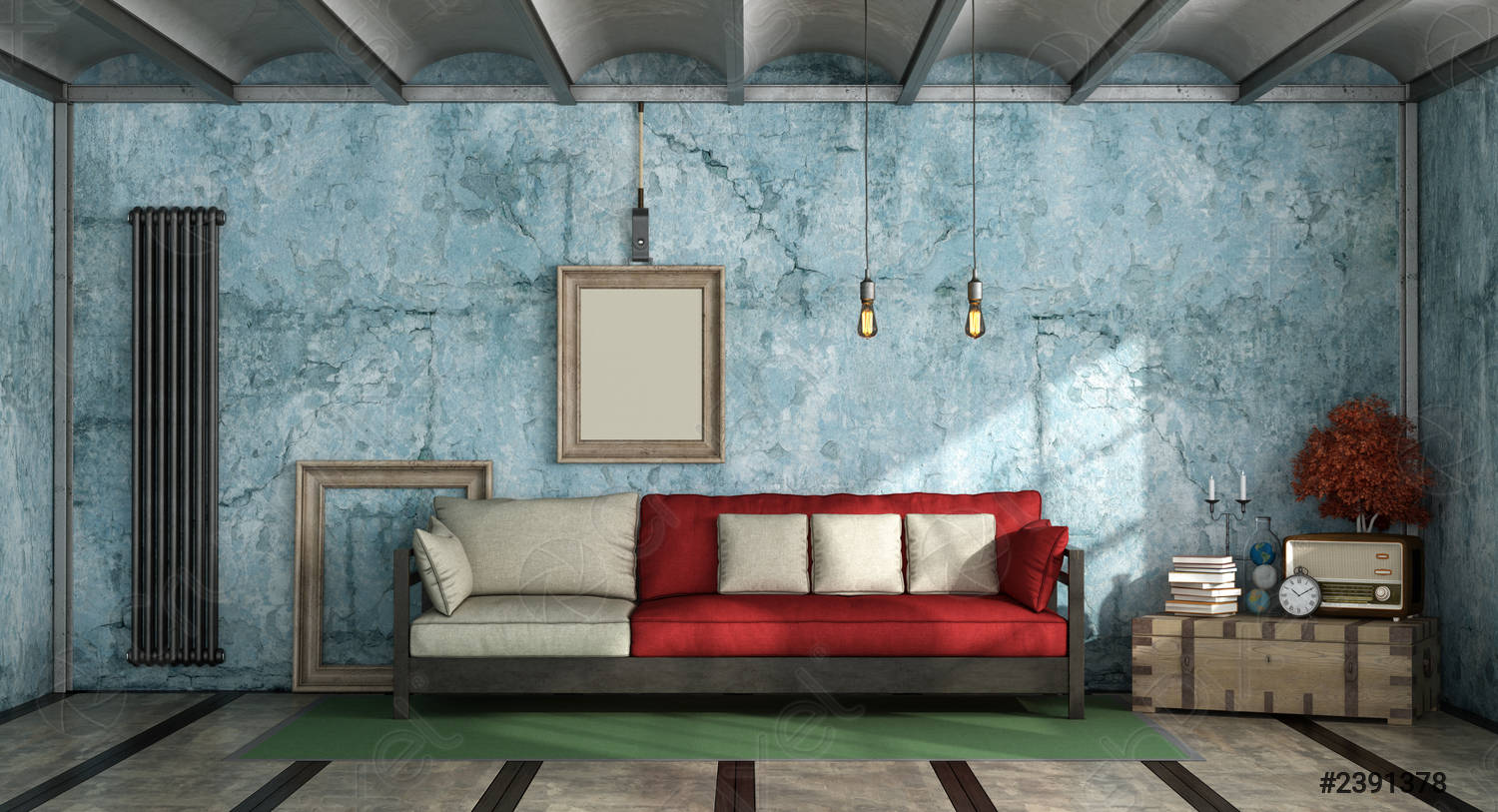 Colorful living room in old style - stock photo | Crushpixel