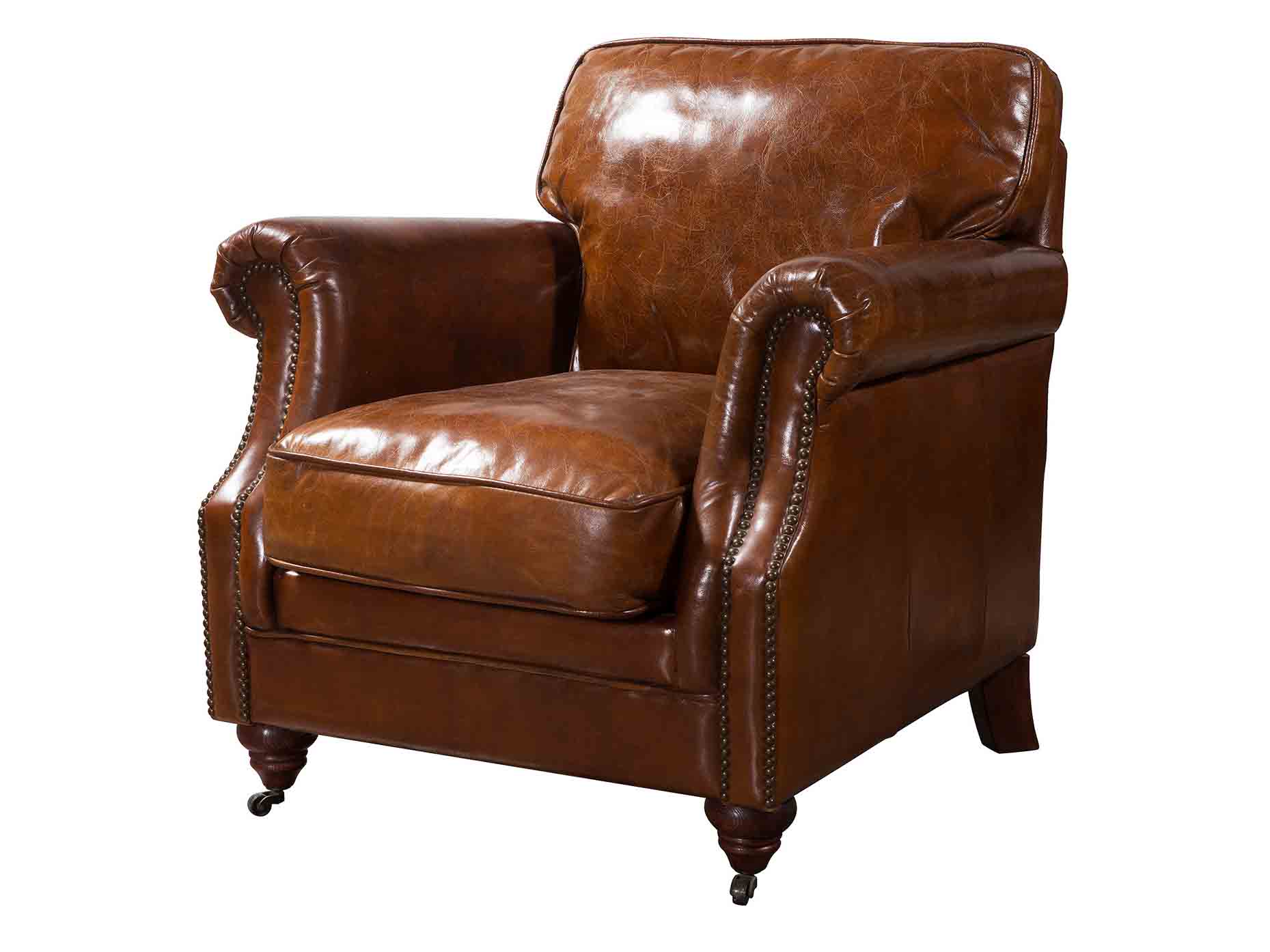 Riveted Antique Leather Sofa 1S