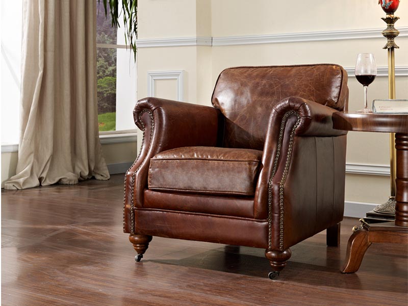Riveted Antique Leather Sofa 1S
