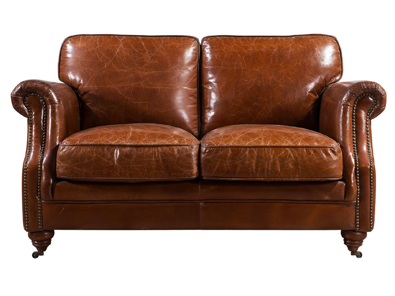 Riveted Antique Leather Sofa 2S