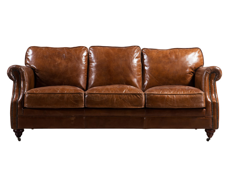 Riveted Antique Leather Sofa 3S ; Antique Leather Sofa set; riveted ...