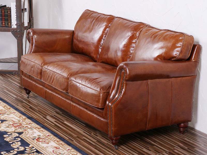 Riveted Antique Leather Sofa 3S ; Antique Leather Sofa set; riveted ...