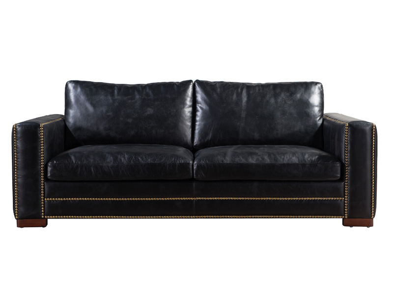 Riveted Tailored Lines Antique Leather Sofa Set