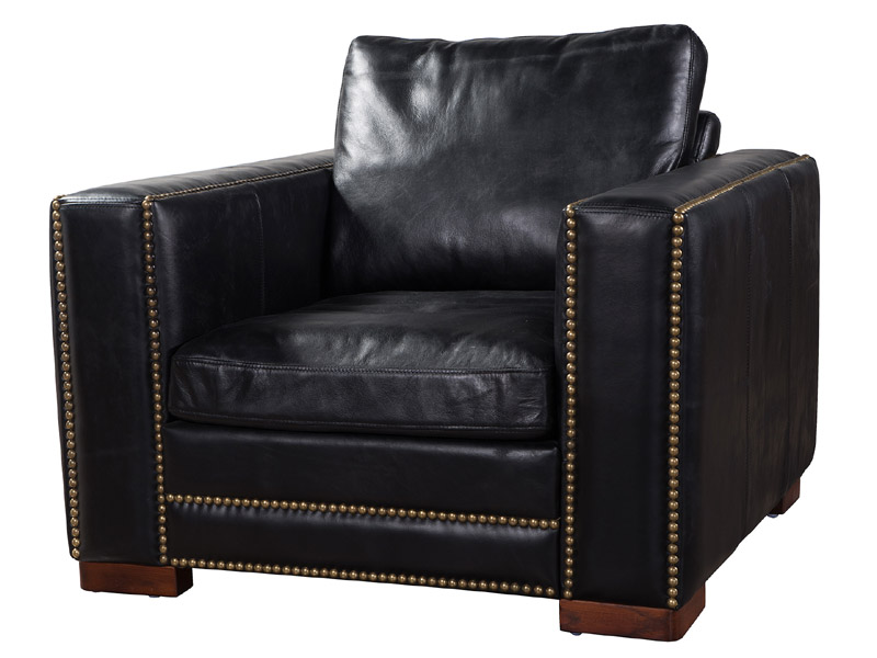 Riveted Tailored Lines Antique Leather Sofa