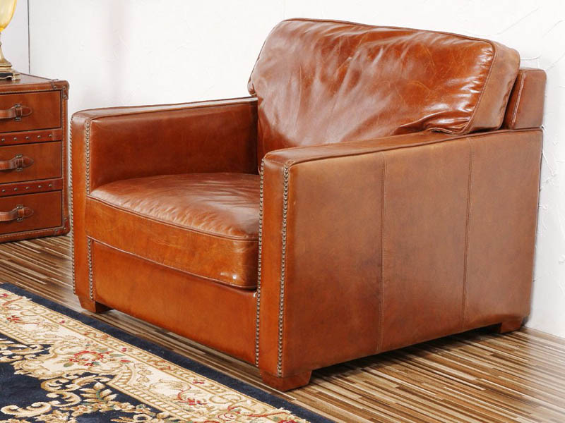 Riveted Vintage Leather Retro Sofa Chair