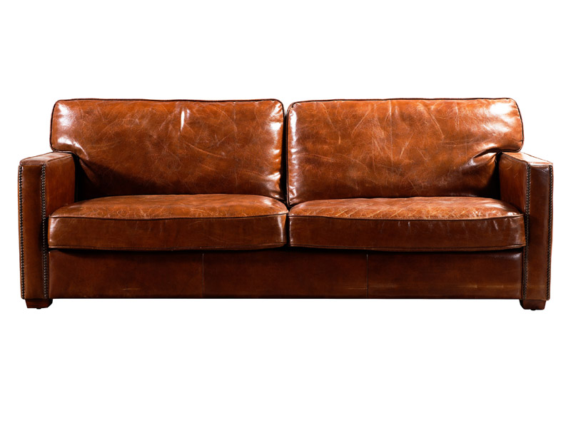 Riveted Vintage Leather Retro Sofa ;Riveted Leather Retro Sofa ;Vintage ...