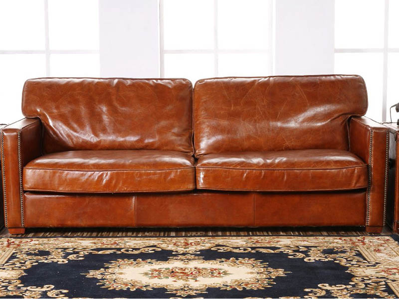 Riveted Vintage Leather Retro Sofa ;Riveted Leather Retro Sofa ;Vintage ...