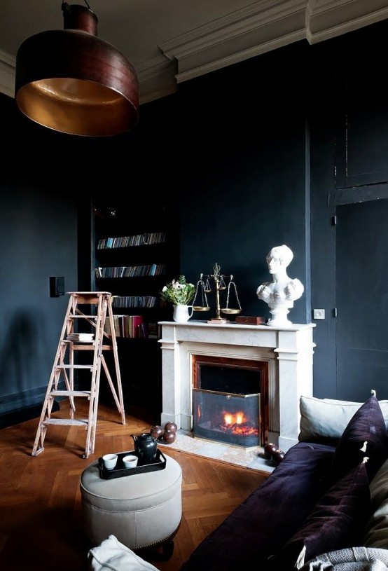 36 Stylish Dark Living Room Designs - DigsDigs