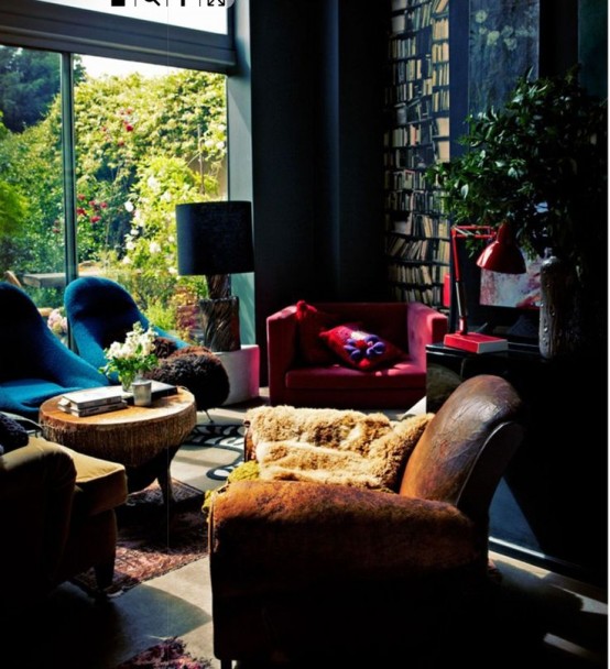 36 Stylish Dark Living Room Designs - DigsDigs