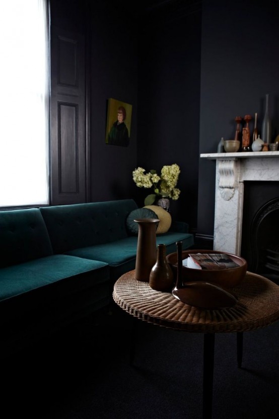 36 Stylish Dark Living Room Designs - DigsDigs