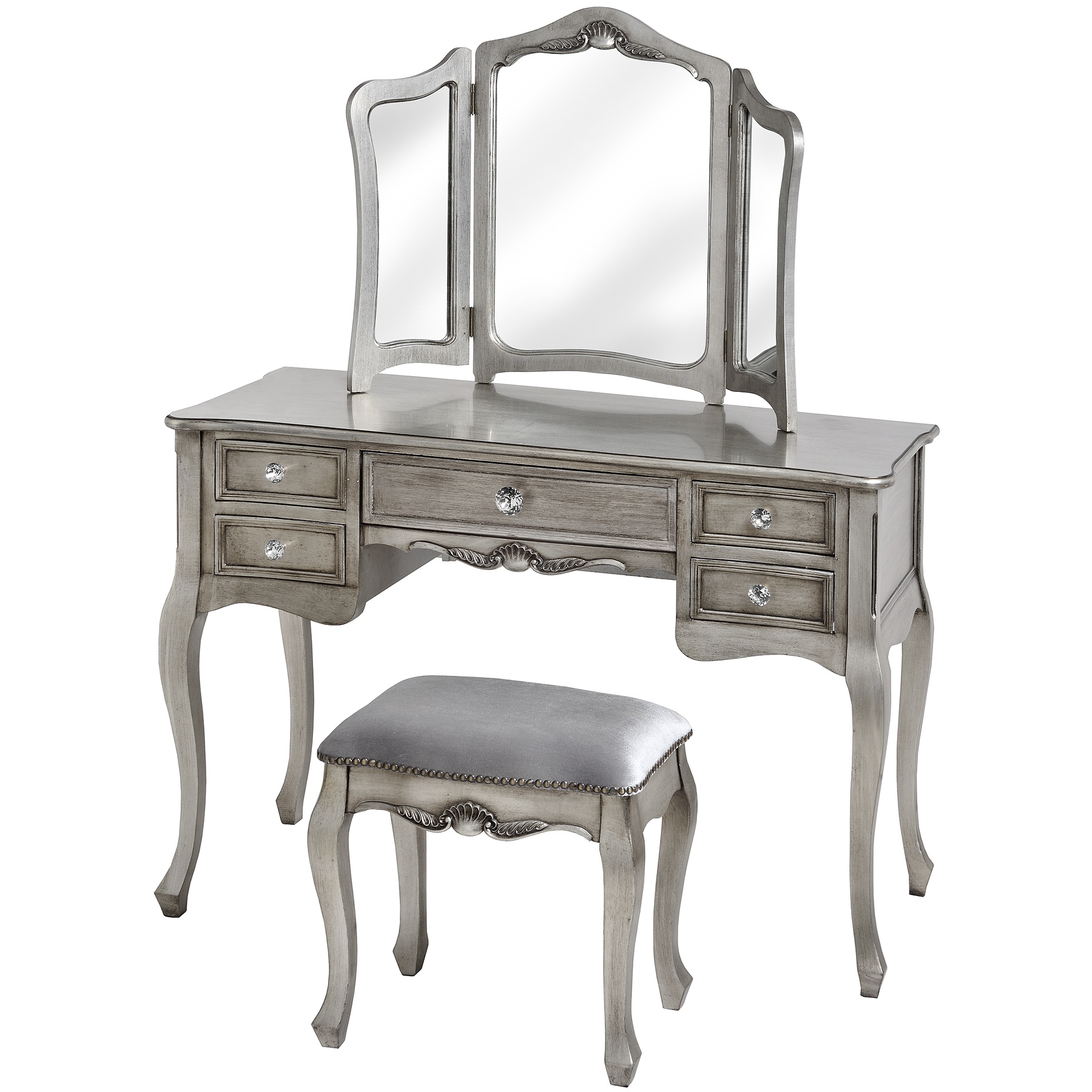 Estelle Silver Dressing Table Mirror - HBT Renovations Ltd