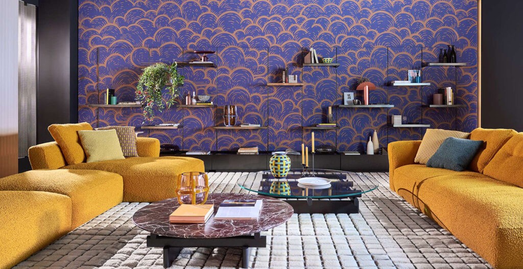 blue and gold living room | Interior Design IdeasInterior Design Ideas.