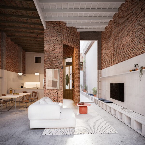 brick wall living room | Interior Design Ideas
