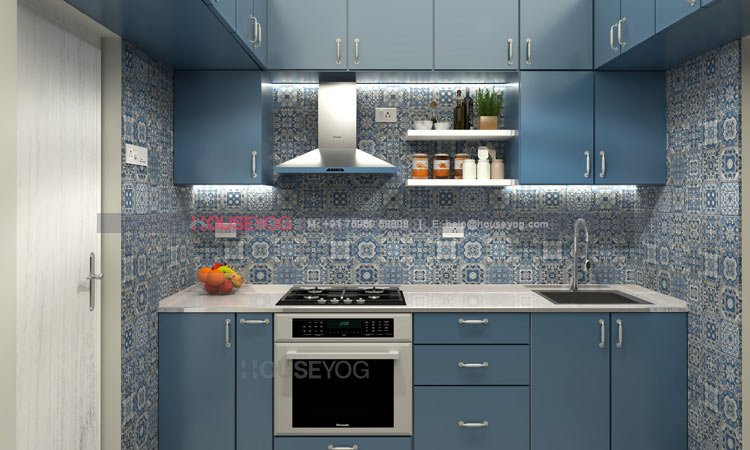Modern Grey Colour Modular Kitchen Design by Houseyog