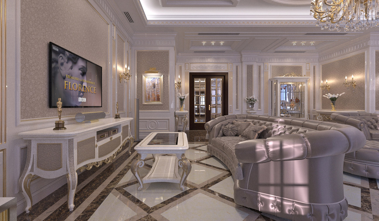 INDESIGNCLUB - Living Room interior design in elegant Classic style