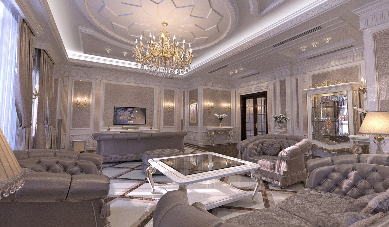 INDESIGNCLUB - Living Room interior design in elegant Classic style