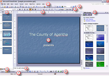 Interface in PowerPoint 2003 and 2002 for Windows